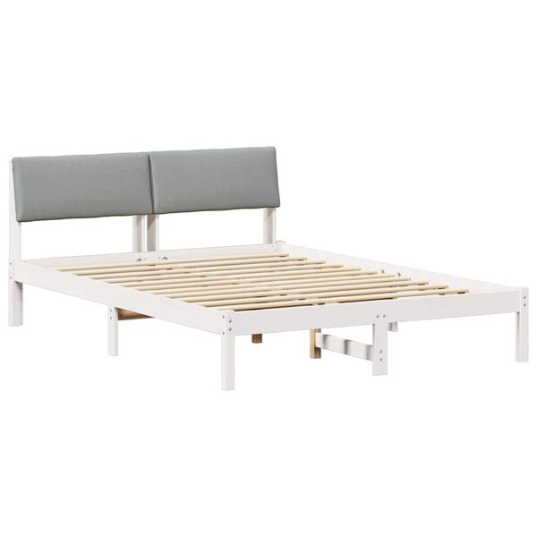 vidaXL Bettgestell Wei&szlig; und Hellgrau 150 x 200 cm Massivholz Kiefer