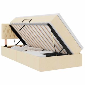vidaXL LED-Speicherbett mit Matratze Creme 90 x 200 cm Stoff