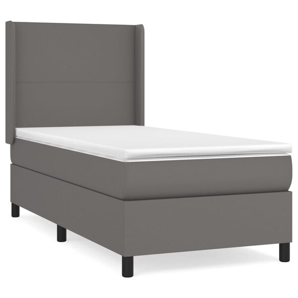 vidaXL Boxspringbett mit Matratze Grau 80x200 cm Kunstleder