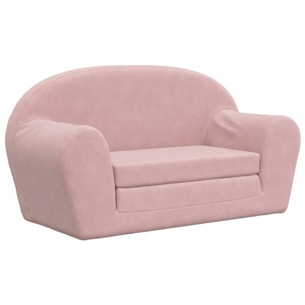 vidaXL Kinder-Schlafsofa 2-Sitzer Rosa Weicher Pl&uuml;sch
