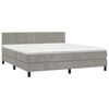 vidaXL Boxspringbett mit Matratze & LED Hellgrau 180x200 cm Samt