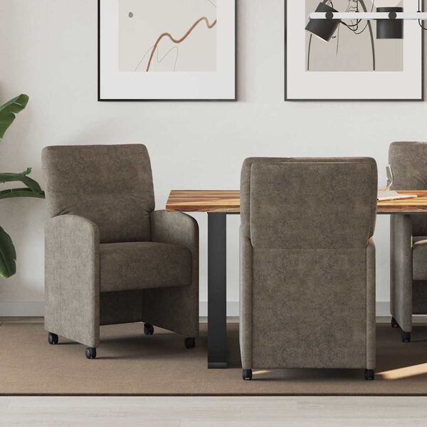vidaXL Esszimmerst&uuml;hle mit Rollen 2 pcs Dunkelgrau 57 x 67 x 95 cm