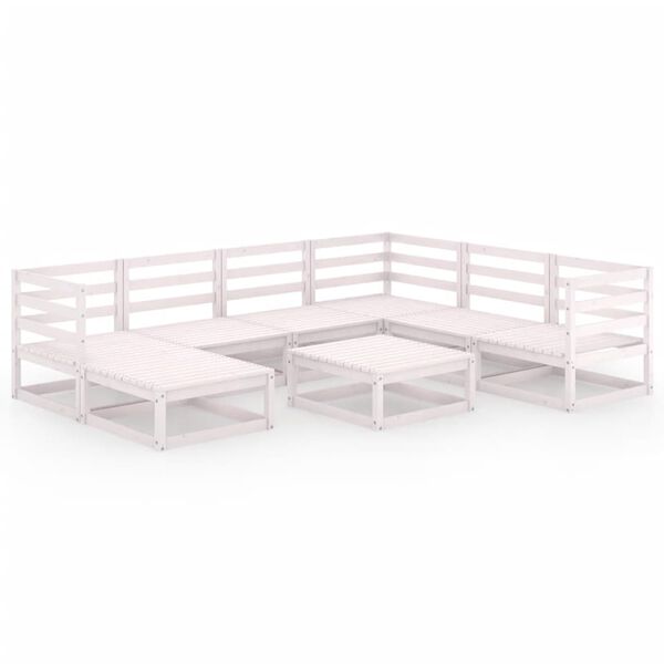 vidaXL 8-tlg. Garten-Lounge-Set Wei&szlig; Kiefer Massivholz