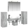 vidaXL Badezimmerm&ouml;bel-Set 6 Stk. Betongrau Ingenieurholz und Glas
