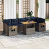 vidaXL 8-tlg. Garten-Sofagarnitur mit Kissen Grau Poly Rattan