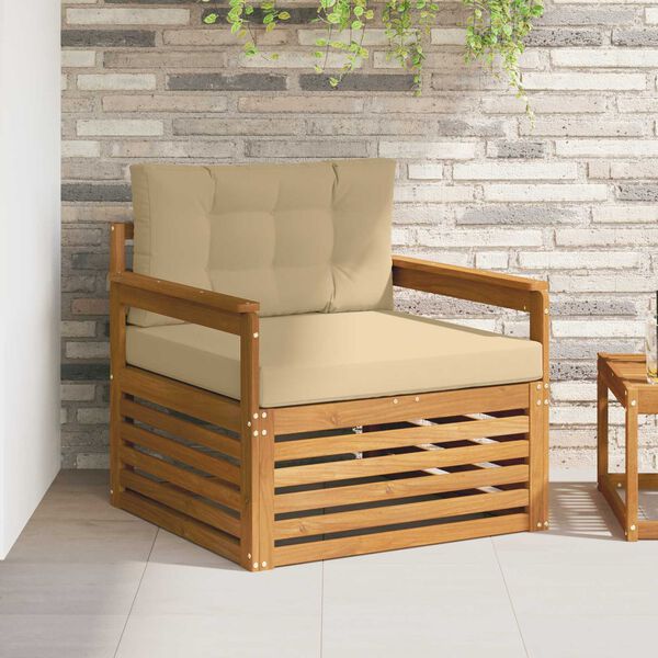 vidaXL Outdoor-Sofagarnitur Massives Akazienholz und Polyester Natur