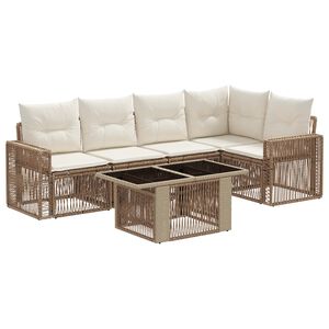 vidaXL Gartensofa-set 6 stk. Beige und Cremewei&szlig; Poly-Rattan