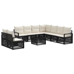vidaXL Gartensofa-set 10 Stk. Schwarz Poly-Rattan