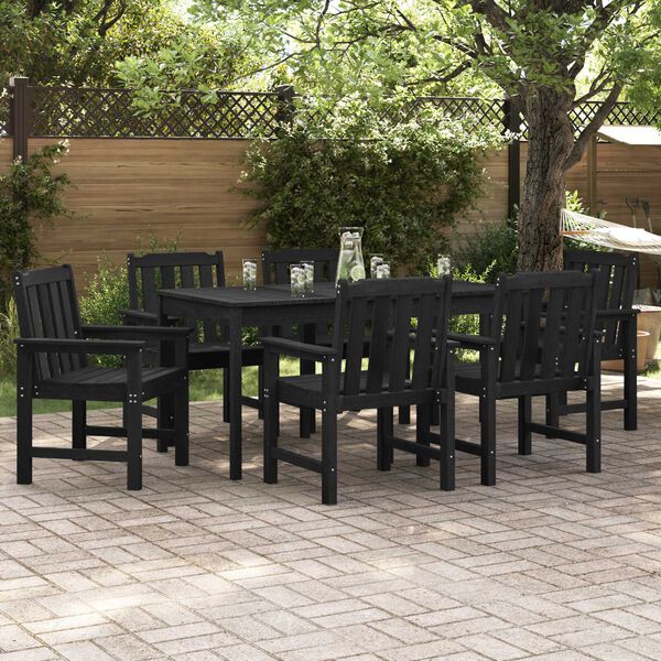 vidaXL Garten-Essstuhl 6 pcs Schwarz 65,5 x 55,5 x 88 cm Plastik