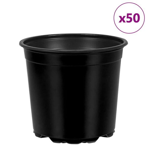 vidaXL Blumentopf 50 pcs Schwarz &Oslash; 15 x 13 cm Kunststoff