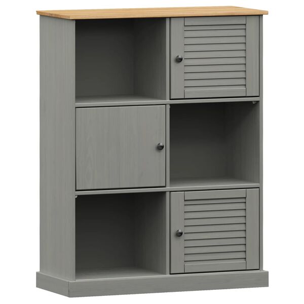 vidaXL B&uuml;cherregal VIGO Grau 90x35x114,5 cm Massivholz Kiefer