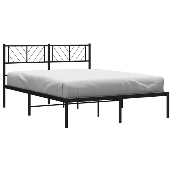 vidaXL Bettgestell mit Kopfteil Metall Schwarz 160x200 cm