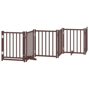 vidaXL 6-tlg. Hundetor mit T&uuml;r Faltbar Braun Eiche 300 cm Tannenholz