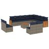 vidaXL 13-teiliges Gartensofa-Set mit Kissen, grau, Polyrattan
