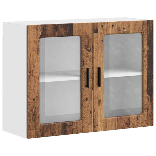 vidaXL K&uuml;chen-H&auml;ngeschrank mit Glast&uuml;r Porto Altholz-Optik