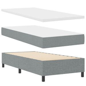 vidaXL Boxspringbett mit LED-Lichtleisten Hellgrau 100 x 200 cm Stoff