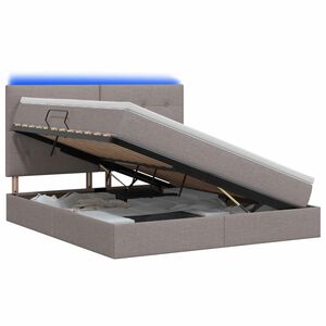 vidaXL LED-Speicherbett mit Matratze Taupe 160 x 200 cm Stoff