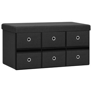 vidaXL Faltbare Sitzbank mit Stauraum Schwarz 76x38x38 cm Leinenoptik
