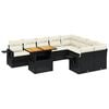 vidaXL 10-tlg. Garten-Sofagarnitur mit Kissen Schwarz Poly Rattan