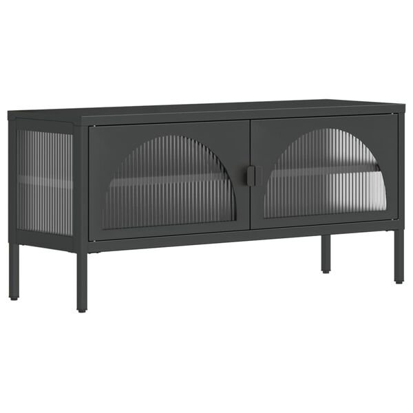 vidaXL TV-Schrank Schwarz 105x35x50 cm Glas und Stahl