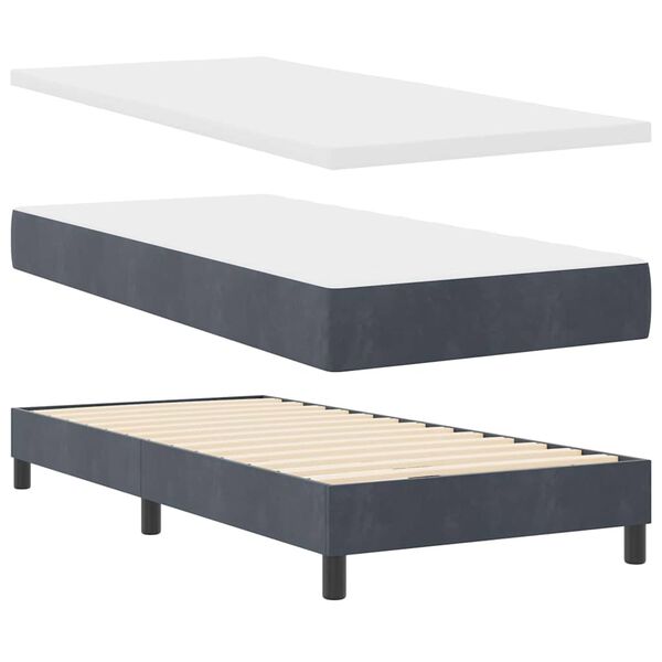 vidaXL Boxspringbett mit Matratze Dunkelgrau 200 x 90 cm Polyester