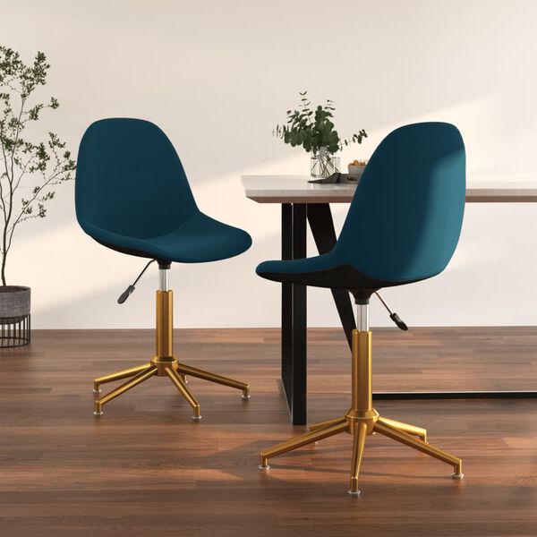 vidaXL Esszimmerst&uuml;hle 2 Stk. Drehbar Blau Samt