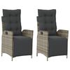 vidaXL Gartensessel mit Fu&szlig;teil 2 Stk. Verstellbar Grau Poly Rattan