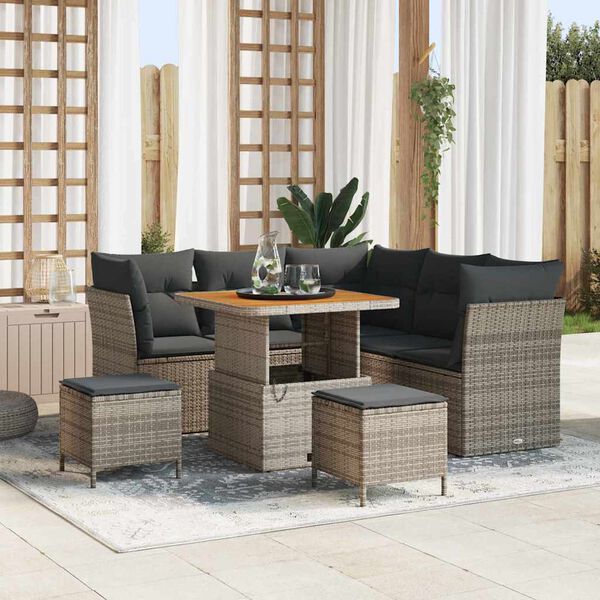 vidaXL Gartensofa-set 8 pcs Grau Poly-Rattan