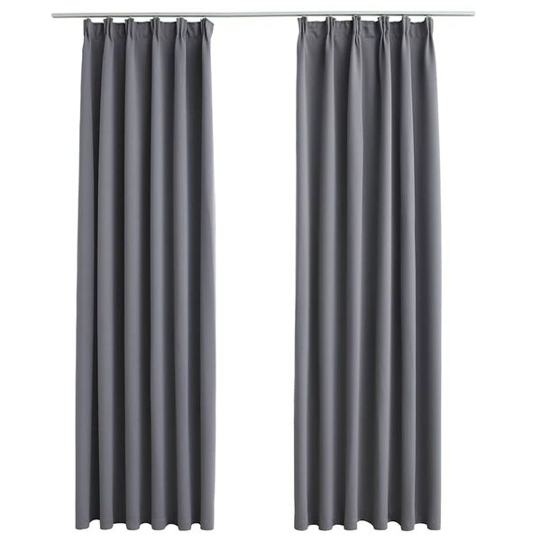vidaXL Verdunkelungsvorh&auml;nge mit Haken 2 Stk. Grau 140x175cm