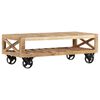 vidaXL Couchtisch mit R&auml;dern Massivholz Mango 110x50x37 cm