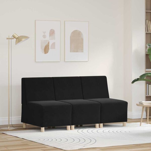 vidaXL Modulares Armfreies Sofa 3 pcs Schwarz 55 x 74 x 82 cm Samt