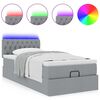 vidaXL Ottoman-Bett mit Matratze & LEDs Hellgrau 90x190 cm Stoff
