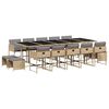 vidaXL 15-tlg. Garten-Essgruppe mit Kissen Beigemischung Poly Rattan