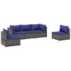 vidaXL 5-tlg. Garten-Lounge-Set mit Kissen Poly Rattan Grau