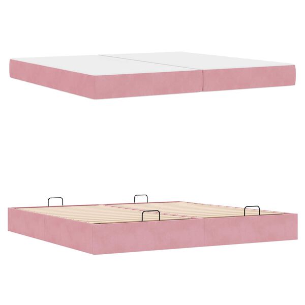 vidaXL Bettgestell mit Matratze mit Matratze 2 pcs Rosa Samt