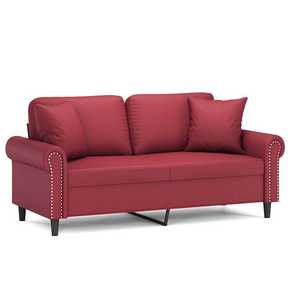 vidaXL 2-Sitzer-Sofa mit Zierkissen Weinrot 140 cm Kunstleder