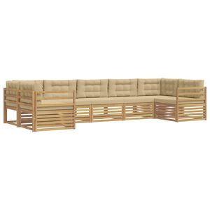 vidaXL Outdoor-Sofagarnitur 7 stk. Wei&szlig; und Beige Polyester
