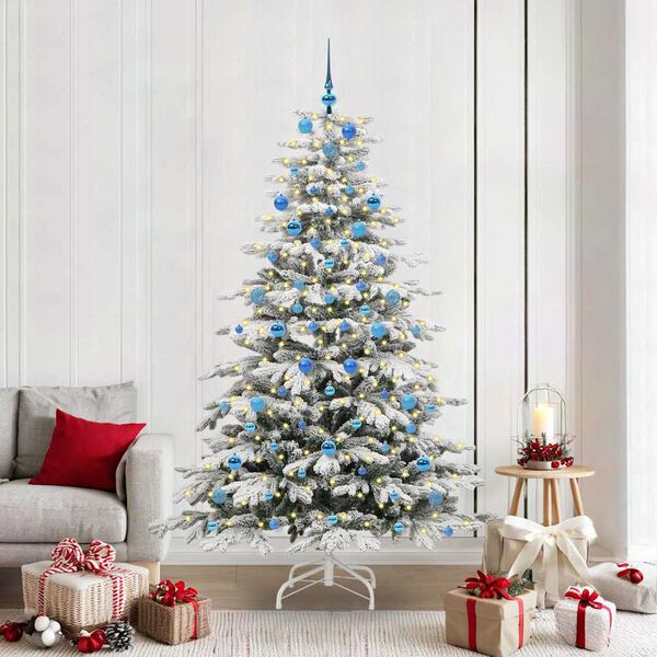 vidaXL K&uuml;nstlicher klappbarer Weihnachtsbaum Wei&szlig; 210 cm PE und PVC