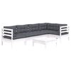 vidaXL 6-tlg. Garten-Lounge-Set mit Kissen Wei&szlig; Kiefernholz