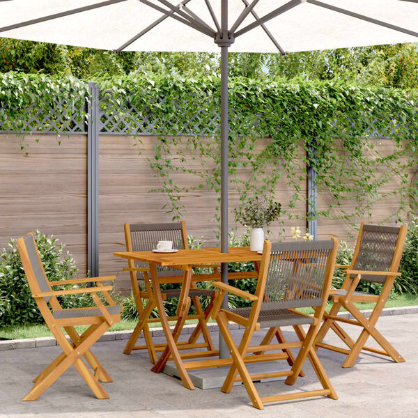 vidaXL Gartenst&uuml;hle 4 Stk. Klappbar Grau Massivholz Akazie