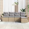vidaXL Gartensofa-set mit Kissen mit Speicher 5 pcs Beige Poly-Rattan