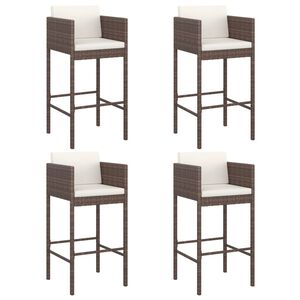 vidaXL Barhocker 4 Stk. mit Kissen Braun Poly Rattan