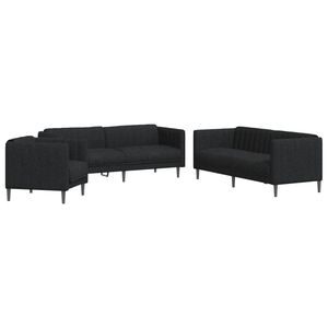 vidaXL 3-tlg. Sofagarnitur Schwarz Stoff