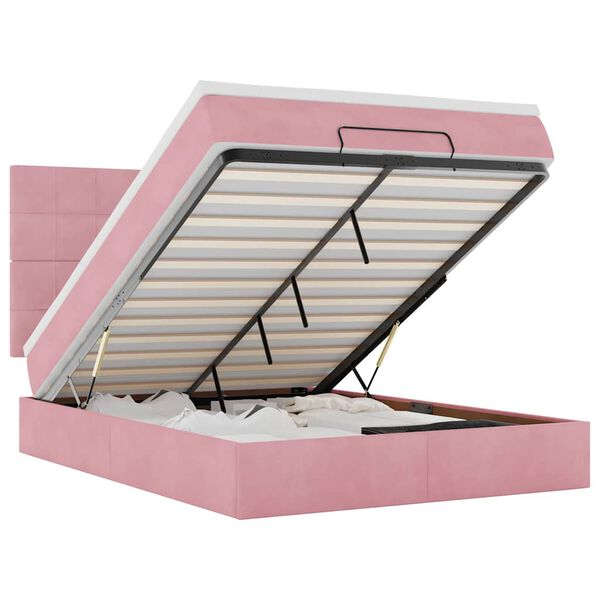 vidaXL Ottoman-Bett mit Matratzen & LEDs Rosa 140x200 cm Samt