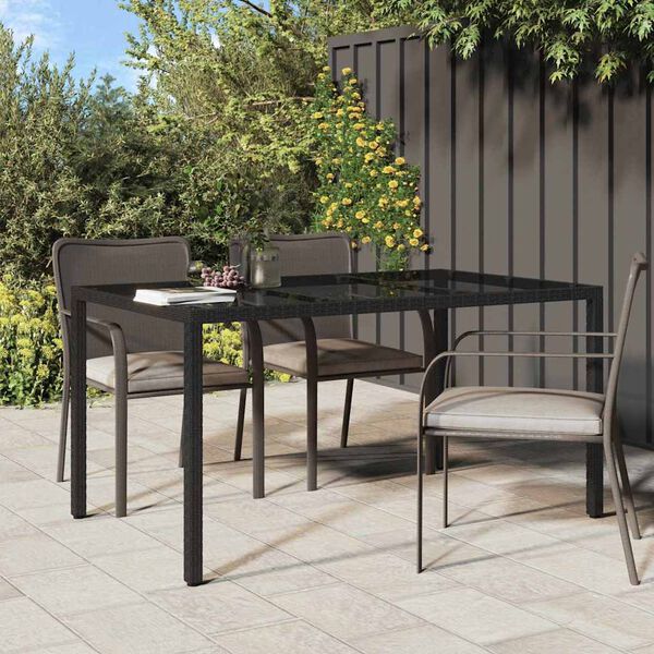 vidaXL Garten-Eßtisch Schwarz 150 x 90 x 75 cm Poly Rattan