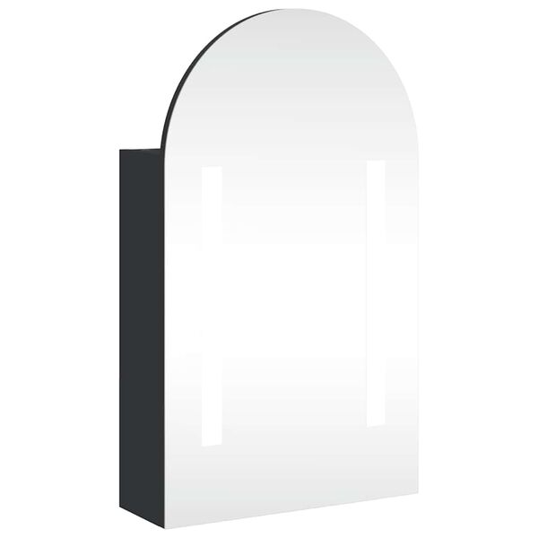 vidaXL Spiegelschrank mit LED-Beleuchtung Gew&ouml;lbt Schwarz 42x13x70 cm