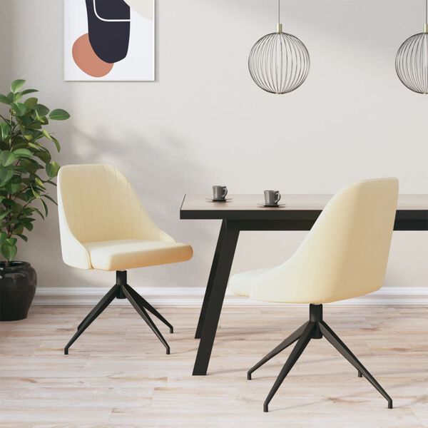 vidaXL Esszimmerst&uuml;hle 2 Stk. Creme Samt