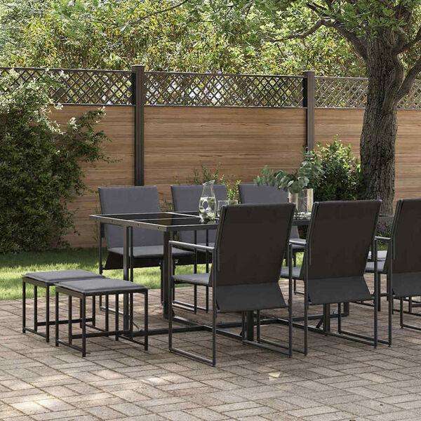 vidaXL Garten Essgruppe 11 pcs Schwarz Stahl