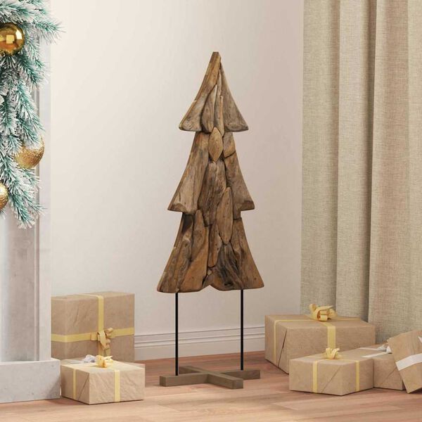 vidaXL Weihnachtsbaum mit St&auml;nder Braun 90 cm Massivholz Teak
