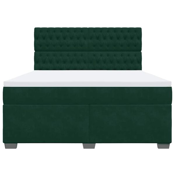 vidaXL Boxspringbett mit Matratze Dunkelgr&uuml;n 180x200 cm Samt